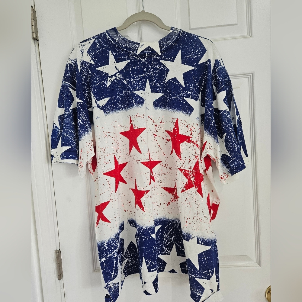 USA Patriotic Star Print T-Shirt Women 20W